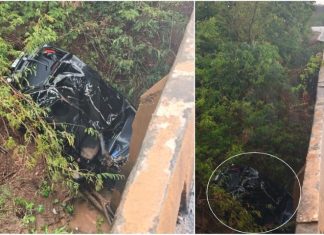 Veículo de São Paulo cai de ponte de 7 metros de altura no município de Milagres CE