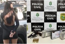 Passageira é presa com drogas, arma e munições em ônibus de Sobral para Juazeiro do Norte.