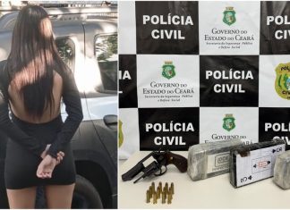 Passageira é presa com drogas, arma e munições em ônibus de Sobral para Juazeiro do Norte.